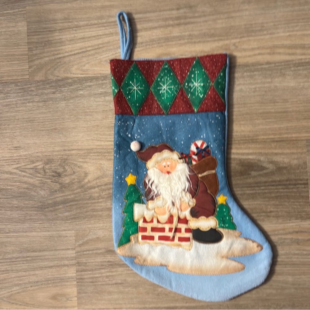 Xmas Stocking Xmas stocking Santa Chimney quilted snowflakes tree gifts 3D